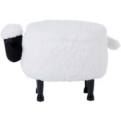 Beliani Kids Animal Stool Faux Fur Pouffe With Storage Wooden Legs Playroom White Sheep -Children's chairs Sales Store 93990073 5 1