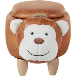 Beliani Modern Faux Leather Stool Distressed Solid Wood Animal Brown Monkey 10 Beliani Modern Faux Leather Stool Distressed Solid Wood Animal Brown Monkey -Children's chairs Sales Store 93990087 4