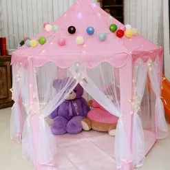 HEGUYEY 1.4m Pink Children's Play Tent Princess Castle Play Tent Toy House Fairy Princess Castle -Children's chairs Sales Store 94388738 5