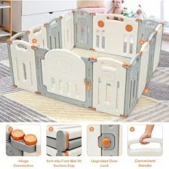 Casart 14 Panels Baby Safety Playpen Foldable Infant Toddler Play Fence Activity Center -Children's chairs Sales Store 94464152 5