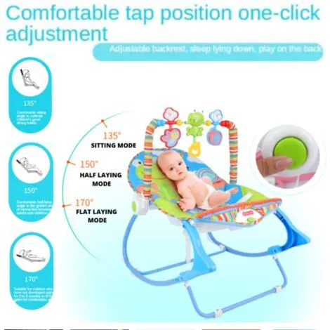 KEEPBUYING Portable Baby Bouncer Rocker Chair Portable Vibration Cradle Musical Infant Swing Seat - Blue 5 KEEPBUYING Portable Baby Bouncer Rocker Chair Portable Vibration Cradle Musical Infant Swing Seat - Blue - Image 3