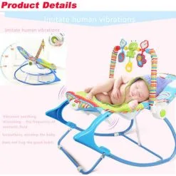 KEEPBUYING Portable Baby Bouncer Rocker Chair Portable Vibration Cradle Musical Infant Swing Seat - Blue 10 KEEPBUYING Portable Baby Bouncer Rocker Chair Portable Vibration Cradle Musical Infant Swing Seat - Blue -Children's chairs Sales Store 94659777 4
