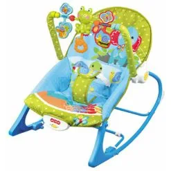 KEEPBUYING 2-in-1 Portable Baby Bouncer Rocker Swing Chair Soft Soothing Vibration Toys-Green