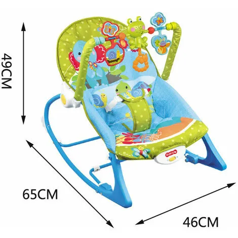 KEEPBUYING 2-in-1 Portable Baby Bouncer Rocker Swing Chair Soft Soothing Vibration Toys-Green 4 KEEPBUYING 2-in-1 Portable Baby Bouncer Rocker Swing Chair Soft Soothing Vibration Toys-Green - Image 2