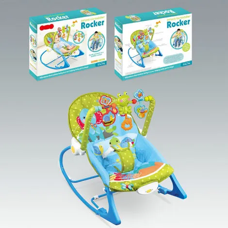 KEEPBUYING 2-in-1 Portable Baby Bouncer Rocker Swing Chair Soft Soothing Vibration Toys-Green 5 KEEPBUYING 2-in-1 Portable Baby Bouncer Rocker Swing Chair Soft Soothing Vibration Toys-Green - Image 3