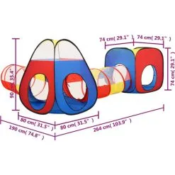 Children Play Tent With 250 Balls Multicolour 190x264x90 Cm VidaXL 9 Children Play Tent With 250 Balls Multicolour 190x264x90 Cm VidaXL -Children's chairs Sales Store 95545622 3