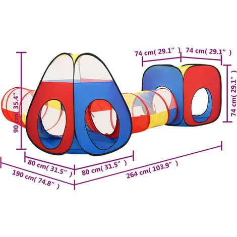 Children Play Tent With 250 Balls Multicolour 190x264x90 Cm VidaXL 5 Children Play Tent With 250 Balls Multicolour 190x264x90 Cm VidaXL - Image 3