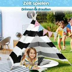 TUMALAGIA Tipi Tent Children's Tent Indian Tent Play Tent With Storage Bag 120x120CM 10 TUMALAGIA Tipi Tent Children's Tent Indian Tent Play Tent With Storage Bag 120x120CM -Children's chairs Sales Store 95583699 4