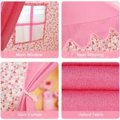 TUMALAGIA Children's Play Tent Princess Castle Oxford Cloth Play Tent Large Fairy House With Carry Bag For Boys And Girls Indoor Outdoor (Pink A) -Children's chairs Sales Store 96001287 3