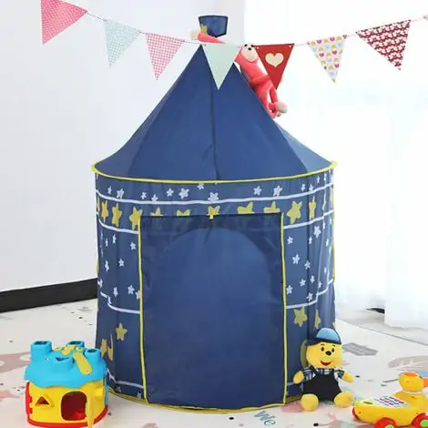 TUMALAGIA Kids Play Tent Portable Yurt Style Castle Play Tent Kids Tent Playhouse Indoor Outdoor Children's Playhouse For Boys Girls (Blue) 7 TUMALAGIA Kids Play Tent Portable Yurt Style Castle Play Tent Kids Tent Playhouse Indoor Outdoor Children's Playhouse For Boys Girls (Blue) - Image 5