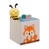 Relaxdays Toy Box, Children, Fox Symbol, HxWxD: 33 X 33 X 33 Cm, Clothes, Tidy, Foldup, Storage, Chest, Beige/Orange -Children's chairs Sales Store 96742874 1