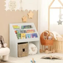 SoBuy Children's Storage Book Shelf Storage Display Rack Holder,KMB01-W -Children's chairs Sales Store 9761726 3