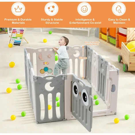Costway Foldable 12 Panels Baby Playpen Infant Toddler Play Fence Kids Activity Center 5 Costway Foldable 12 Panels Baby Playpen Infant Toddler Play Fence Kids Activity Center - Image 3