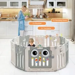 Costway Foldable 12 Panels Baby Playpen Infant Toddler Play Fence Kids Activity Center 11 Costway Foldable 12 Panels Baby Playpen Infant Toddler Play Fence Kids Activity Center -Children's chairs Sales Store 97797640 5